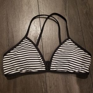 Kate Spade NWOT black white stripe bikini swimsuit